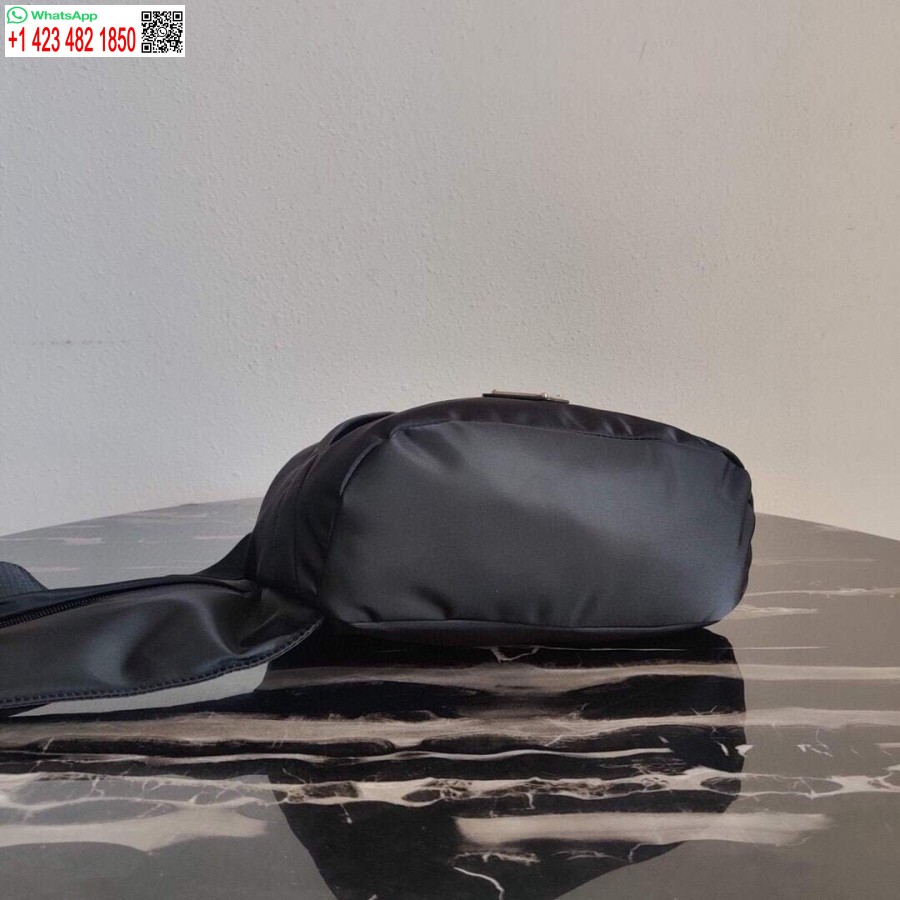 Replika-Rucksack Aus Re-Nylon Und Leder Von Prada 2VZ092 In Schwarz