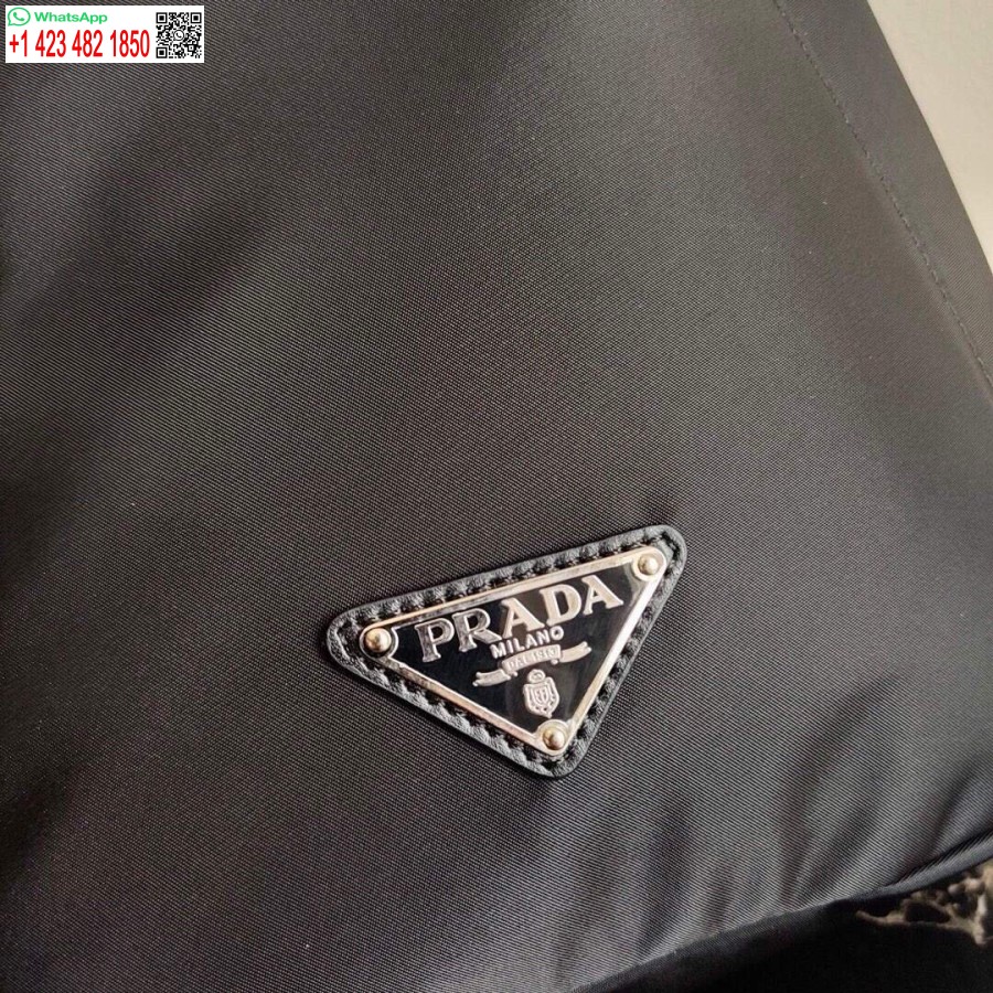 Replika-Rucksack Aus Re-Nylon Und Leder Von Prada 2VZ092 In Schwarz