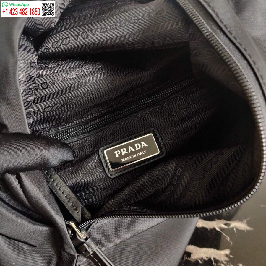 Replika-Rucksack Aus Re-Nylon Und Leder Von Prada 2VZ092 In Schwarz