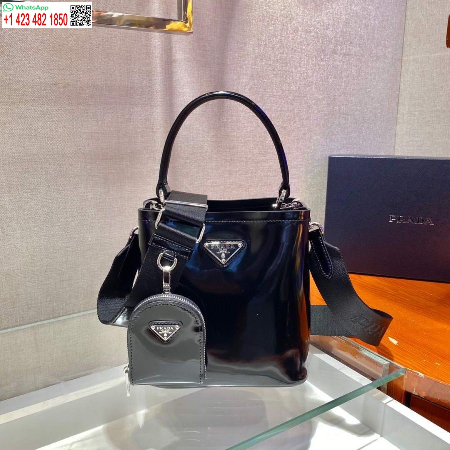 ρεπλίκα Prada Panier δέρμα στρουθοκαμήλου τσάντα 1ba319 μαύρη