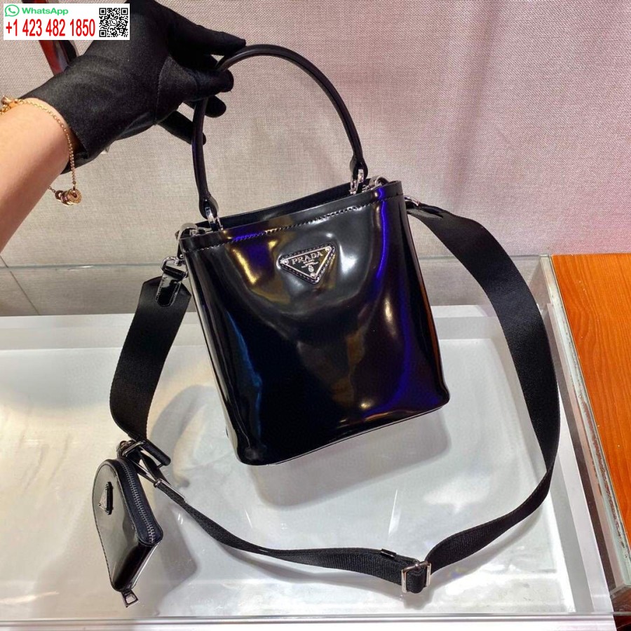 ρεπλίκα Prada Panier δέρμα στρουθοκαμήλου τσάντα 1ba319 μαύρη