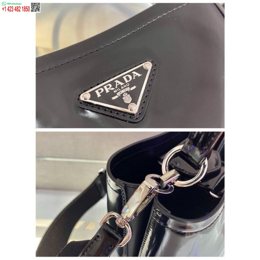 ρεπλίκα Prada Panier δέρμα στρουθοκαμήλου τσάντα 1ba319 μαύρη