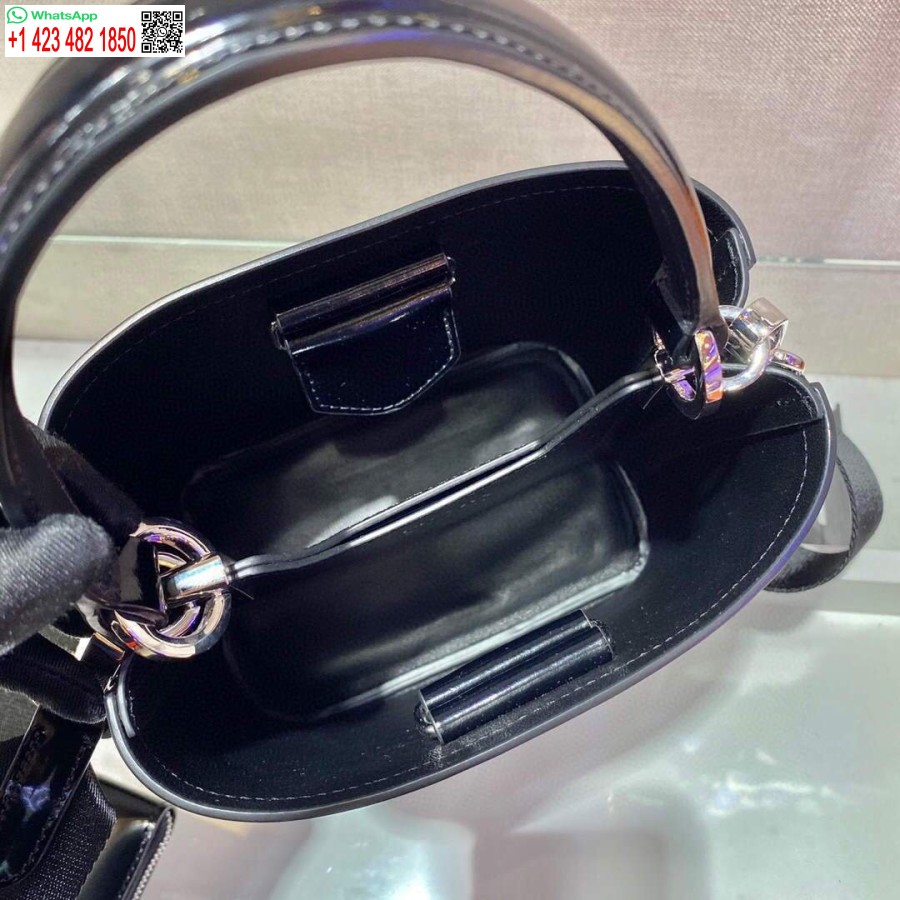 ρεπλίκα Prada Panier δέρμα στρουθοκαμήλου τσάντα 1ba319 μαύρη