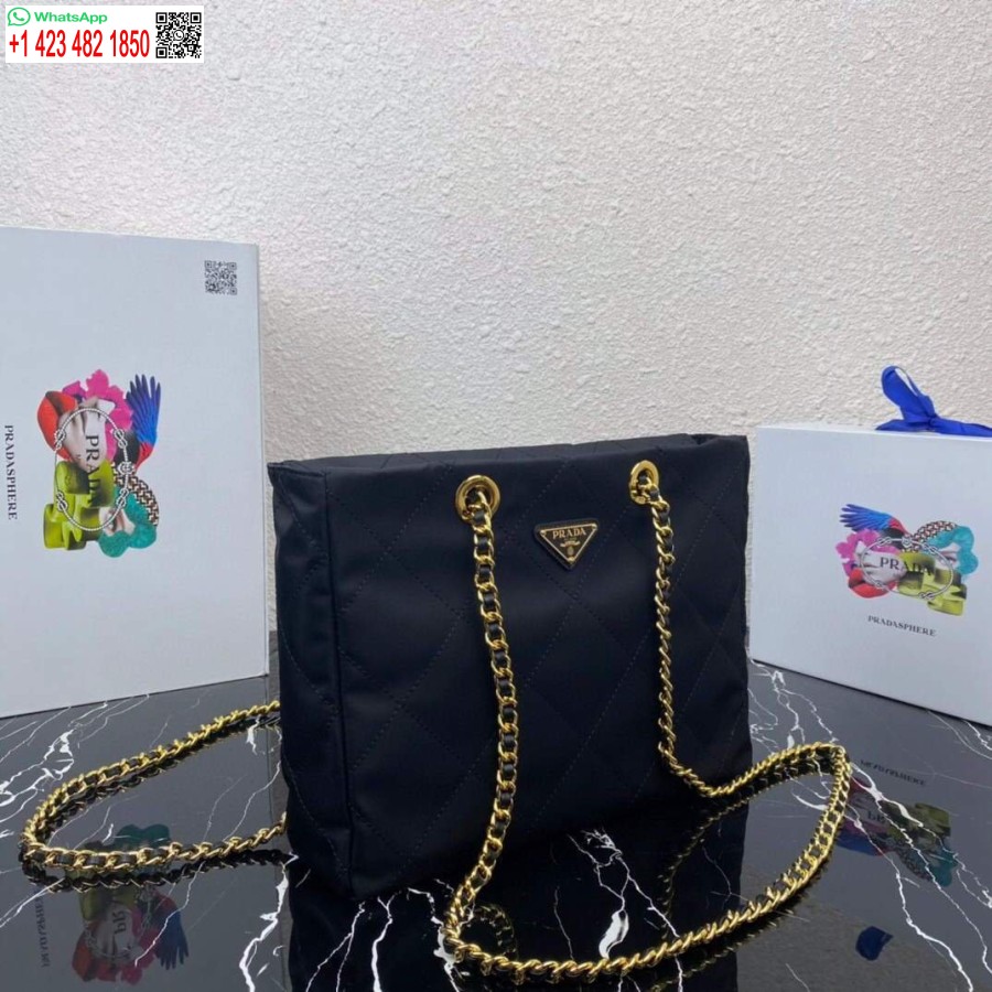 ρεπλίκα Prada νάιλον Vintage αλυσίδα αδέσποτη τσάντα 1bd621 μαύρη