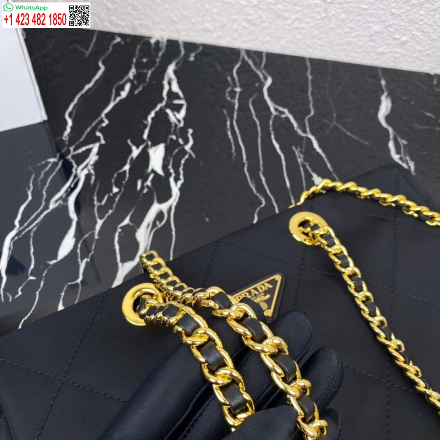 ρεπλίκα Prada νάιλον Vintage αλυσίδα αδέσποτη τσάντα 1bd621 μαύρη