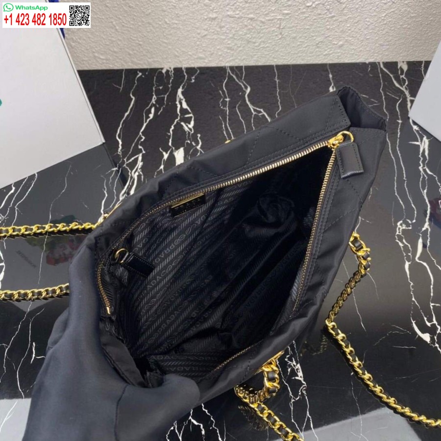 ρεπλίκα Prada νάιλον Vintage αλυσίδα αδέσποτη τσάντα 1bd621 μαύρη