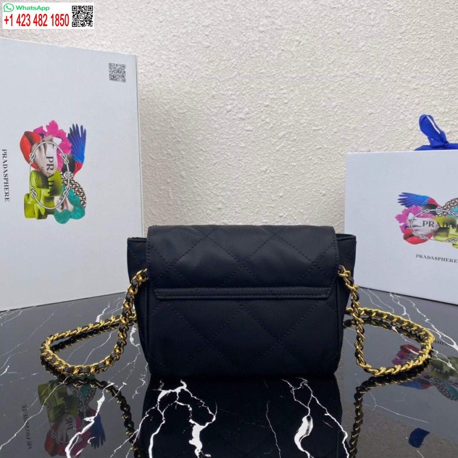 ρεπλίκα Prada νάιλον Vintage αλυσίδα ρόμβος αδέσποτη τσάντα 1bd619 μαύρη