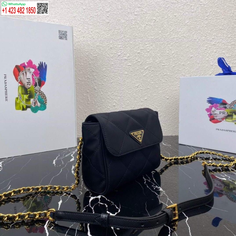 ρεπλίκα Prada νάιλον Vintage αλυσίδα ρόμβος αδέσποτη τσάντα 1bd619 μαύρη