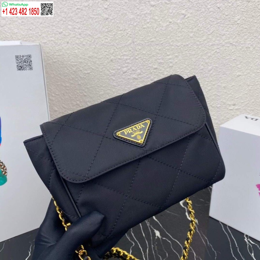 ρεπλίκα Prada νάιλον Vintage αλυσίδα ρόμβος αδέσποτη τσάντα 1bd619 μαύρη