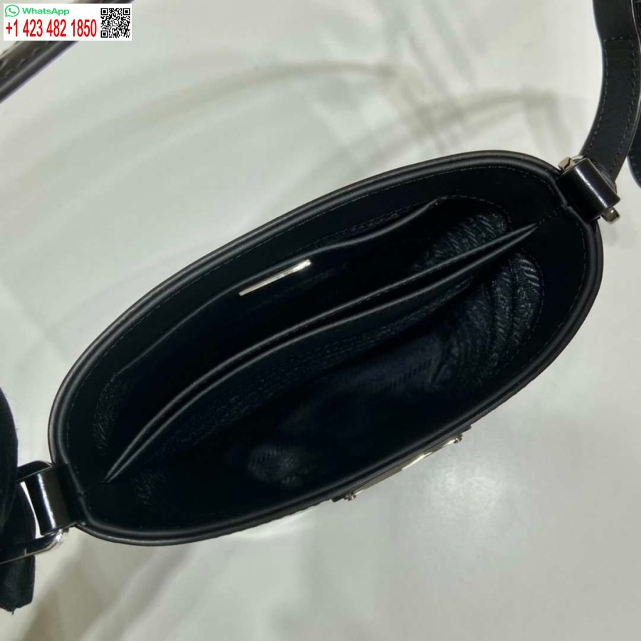 Ρεπλίκα Prada Mini τσάντα κουβά από βουρτσισμένο δέρμα 1be059 μαύρη