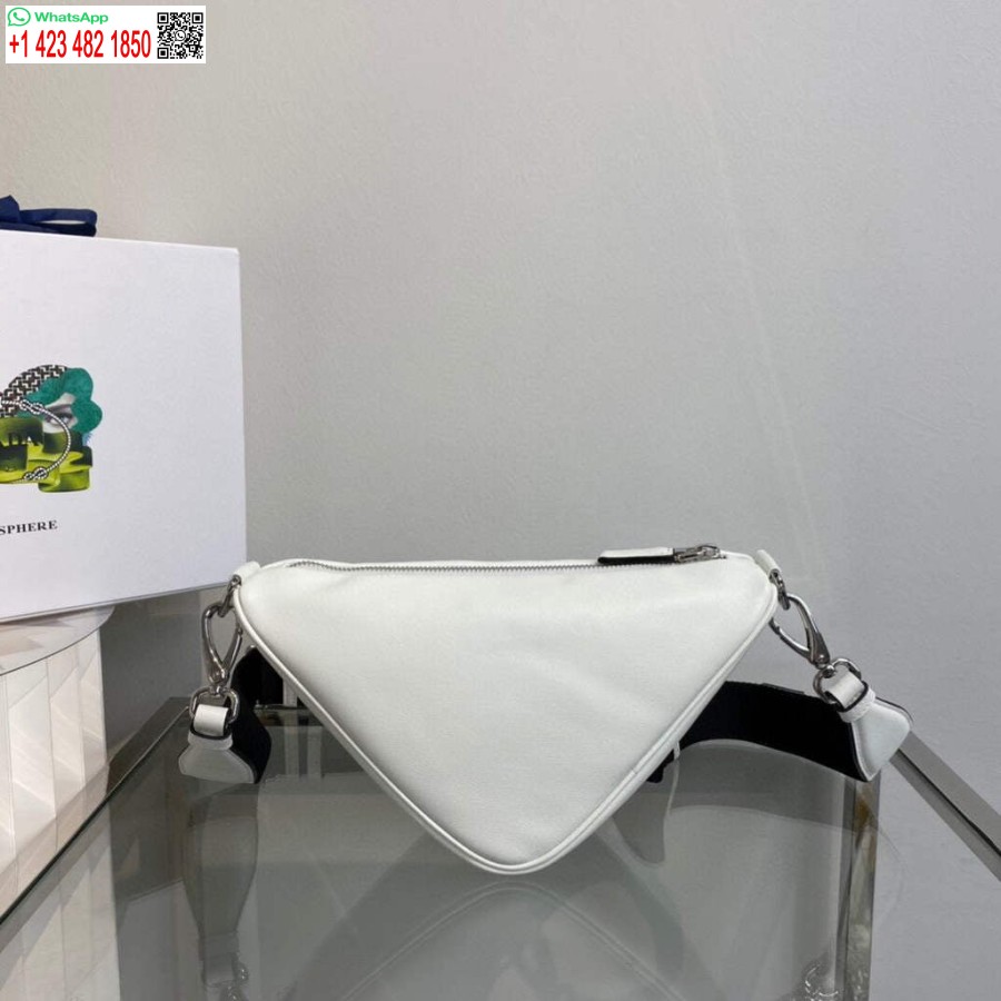 реплика Prada кожена чанта Prada триъгълник през рамо 1bh190 бяла