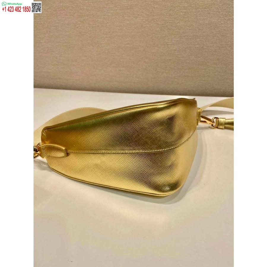 Ρεπλίκα Prada δερμάτινη Prada τσάντα ώμου τρίγωνο 1bh190 χρυσό