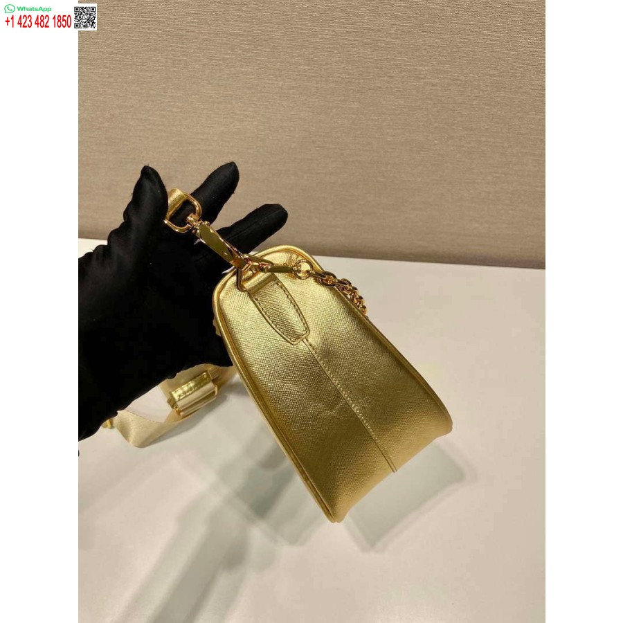 Ρεπλίκα Prada δερμάτινη Prada τσάντα ώμου τρίγωνο 1bh190 χρυσό