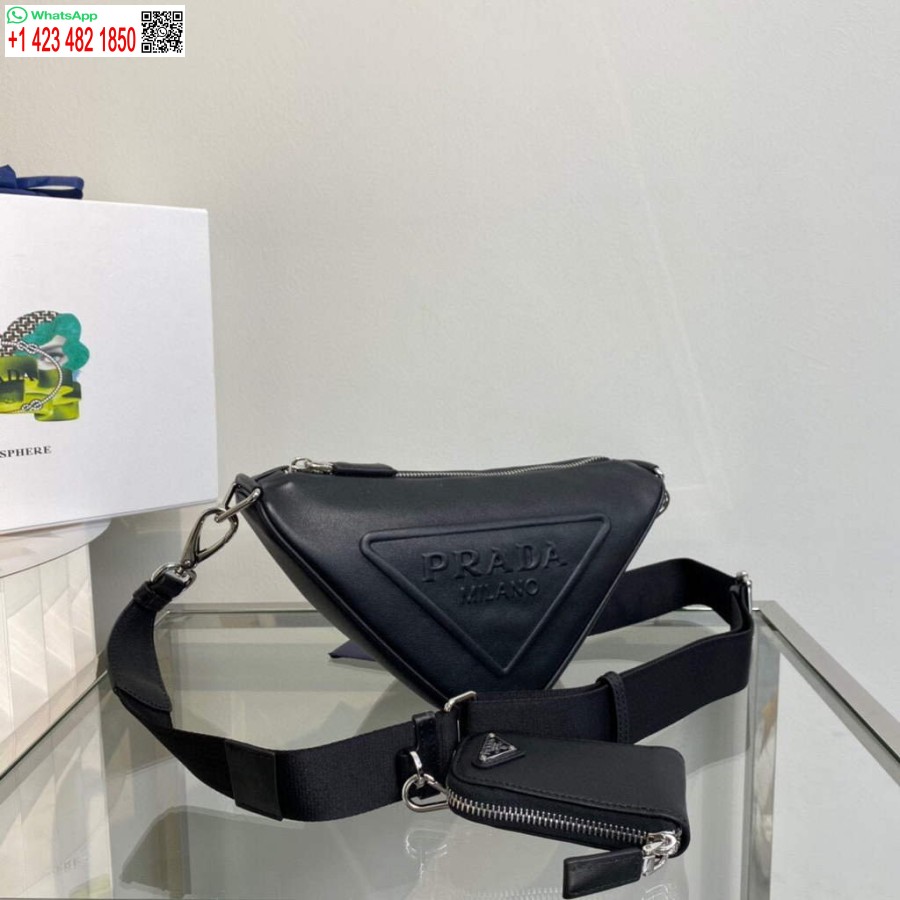 Replica Prada Nahast Prada Kolmnurkne õlakott 1bh190 Must