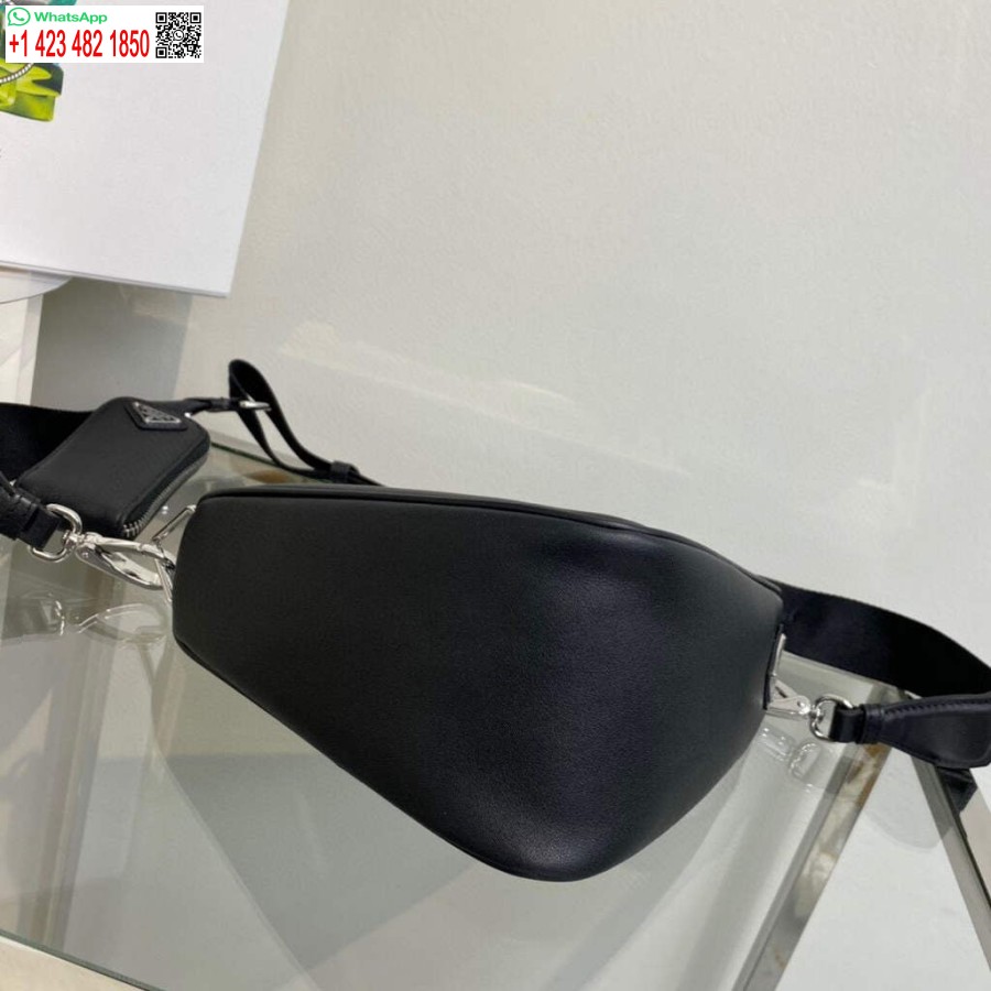 Replica Prada Nahast Prada Kolmnurkne õlakott 1bh190 Must