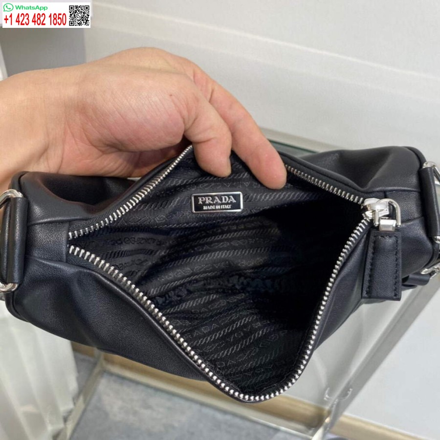 Replica Prada Nahast Prada Kolmnurkne õlakott 1bh190 Must