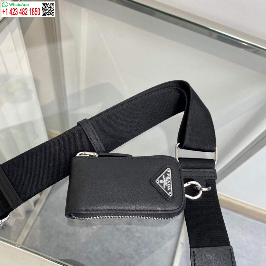 Replica Prada Nahast Prada Kolmnurkne õlakott 1bh190 Must