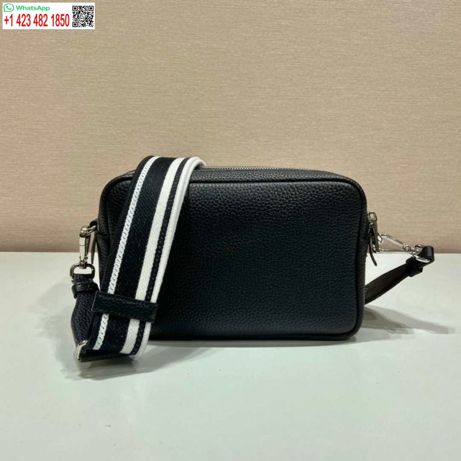 Ρεπλίκα Prada δερμάτινη τσάντα με λουράκι ώμου 1bh082 μαύρο