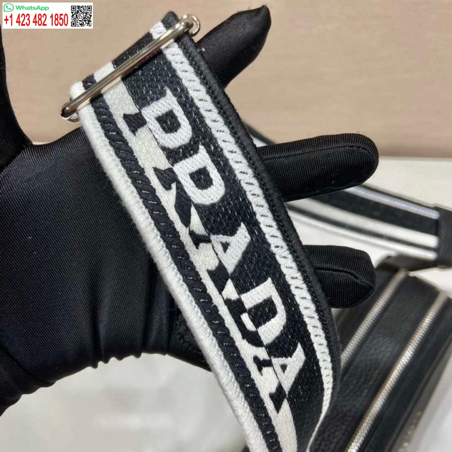 Ρεπλίκα Prada δερμάτινη τσάντα με λουράκι ώμου 1bh082 μαύρο