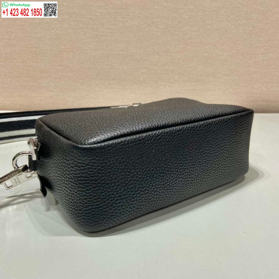 Ρεπλίκα Prada δερμάτινη τσάντα με λουράκι ώμου 1bh082 μαύρο