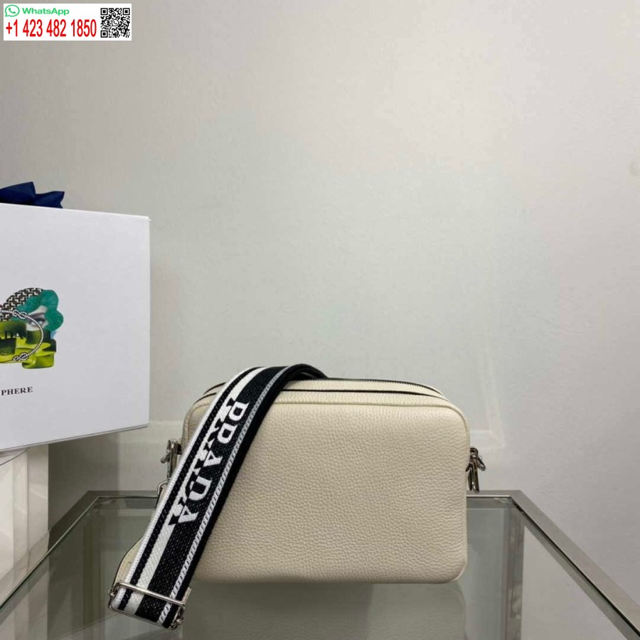 Ρεπλίκα Prada δερμάτινη τσάντα με λουράκι ώμου 1bh082 μπεζ