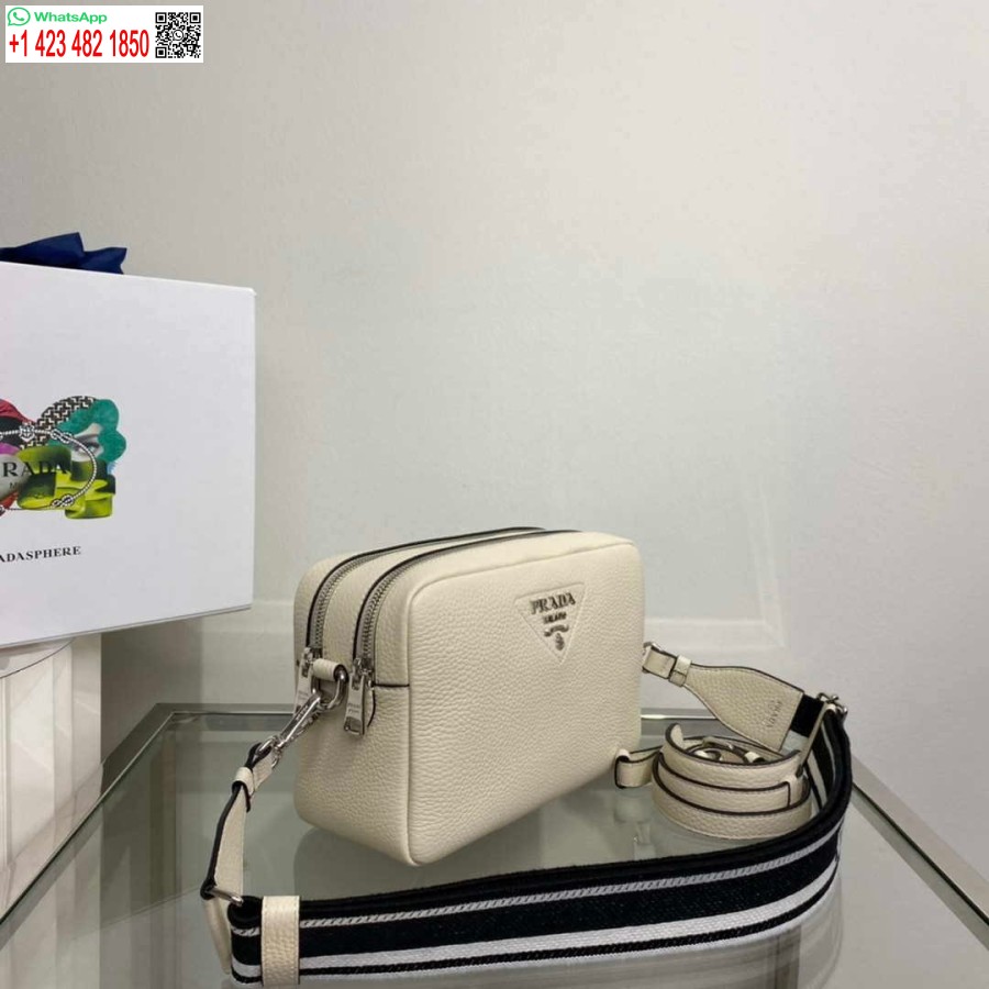 Ρεπλίκα Prada δερμάτινη τσάντα με λουράκι ώμου 1bh082 μπεζ