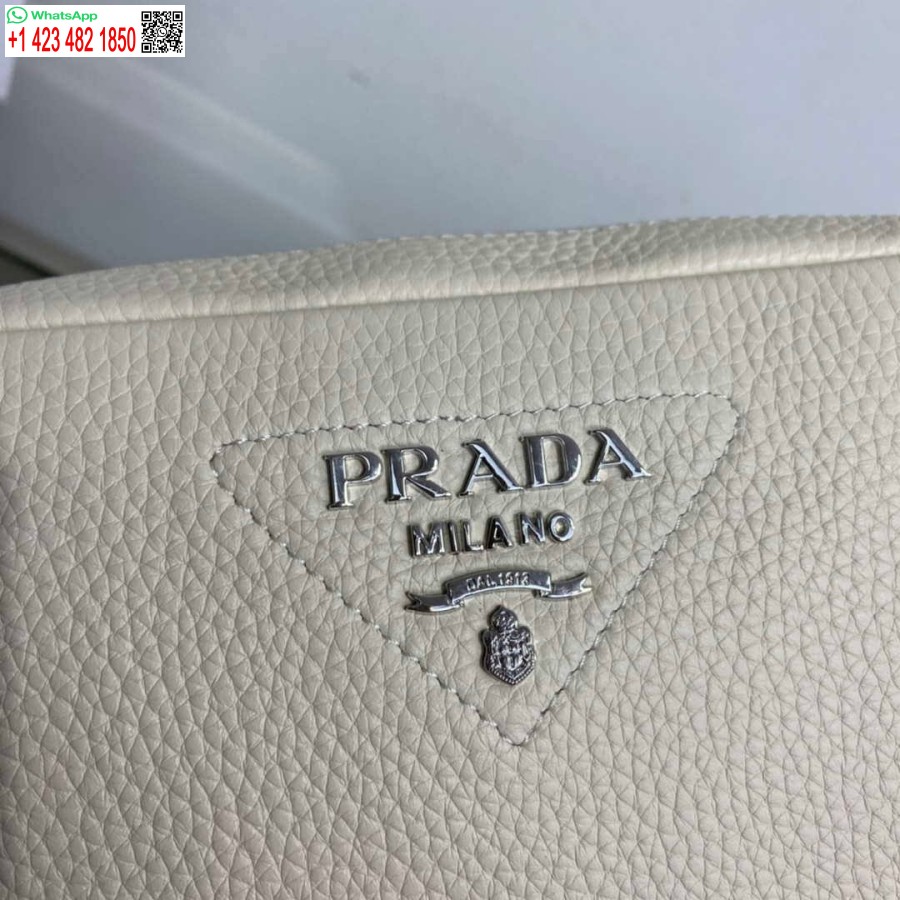 Ρεπλίκα Prada δερμάτινη τσάντα με λουράκι ώμου 1bh082 μπεζ