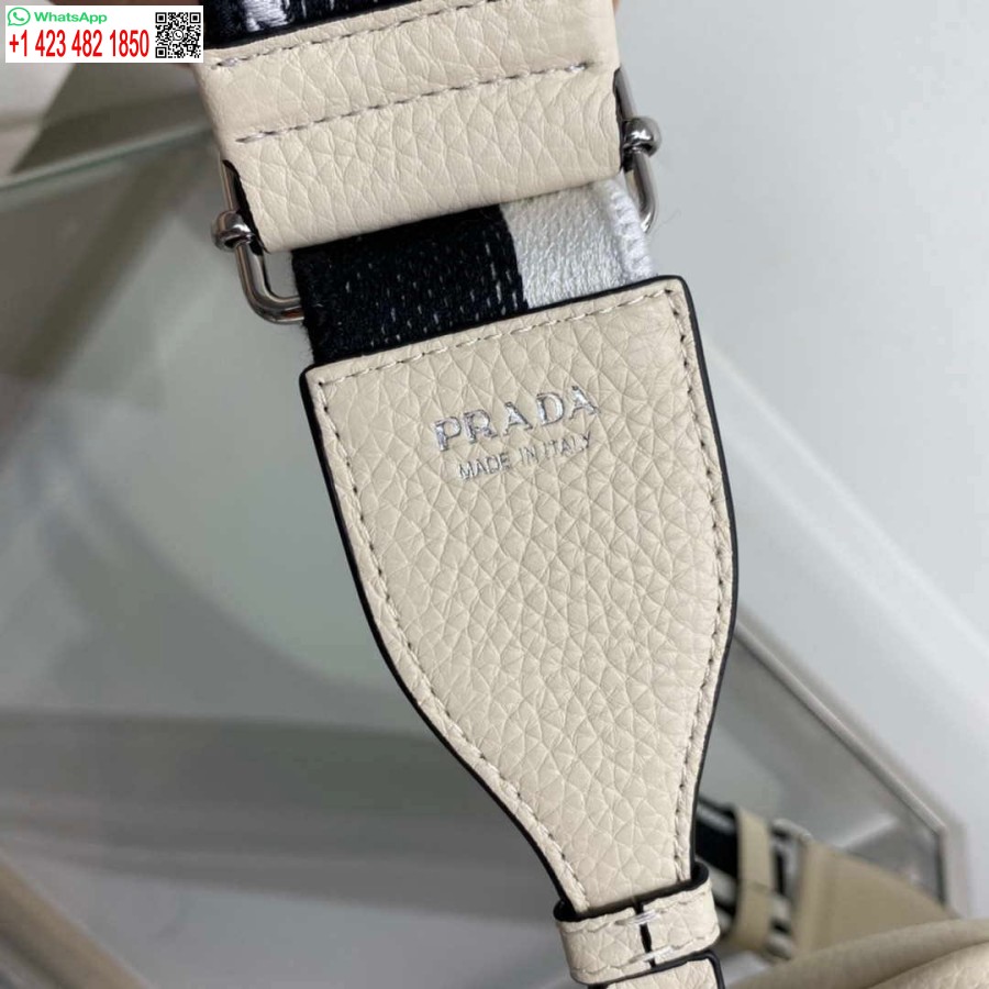 Ρεπλίκα Prada δερμάτινη τσάντα με λουράκι ώμου 1bh082 μπεζ