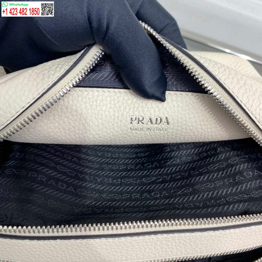 Ρεπλίκα Prada δερμάτινη τσάντα με λουράκι ώμου 1bh082 μπεζ