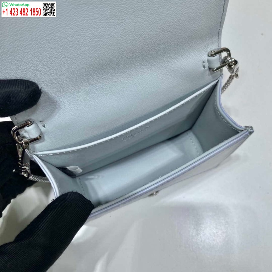 レプリカ プラダ クリスタル スタッズ カード ホルダー ショルダー ストラップ付き 1mr024 ホワイト クリスタル