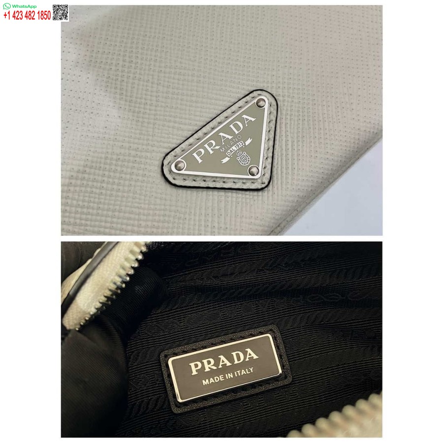 Replika Prada 2vh154 Saffiano Usnjena Torba Za čez Ramo Bela