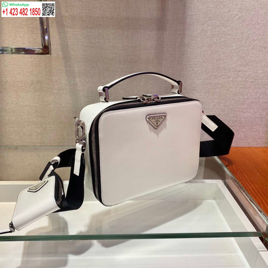 Replica Prada 2vh069 Borsa In Pelle Liscia Saffiano Brique Bianca