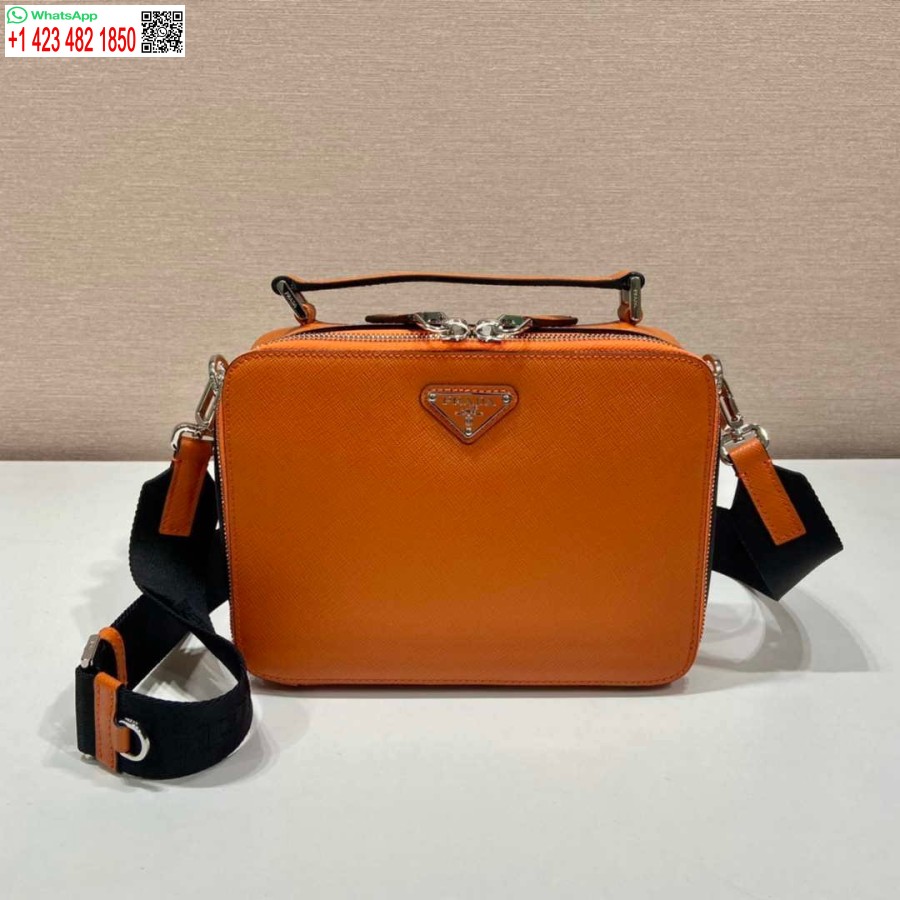 Replica Prada 2vh069 Borsa In Pelle Saffiano Brique Arancione