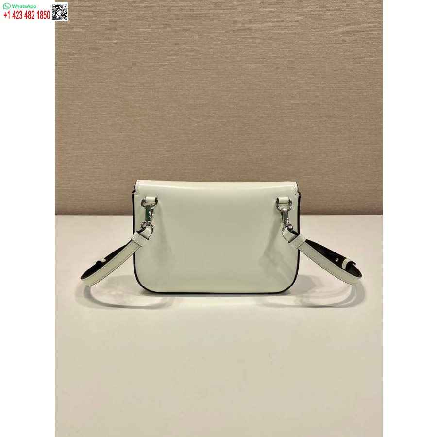 Replica Prada 2vd061 Miniborsa In Pelle Spazzolata Nera Con Tracolla Bianca