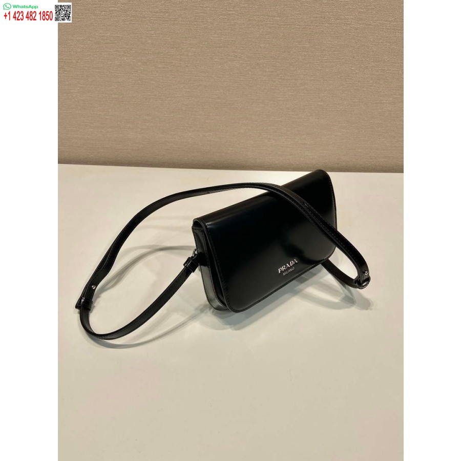レプリカプラダ 2vd061 ブラックブラッシュレザーミニバッグショルダーストラップ付きブラック