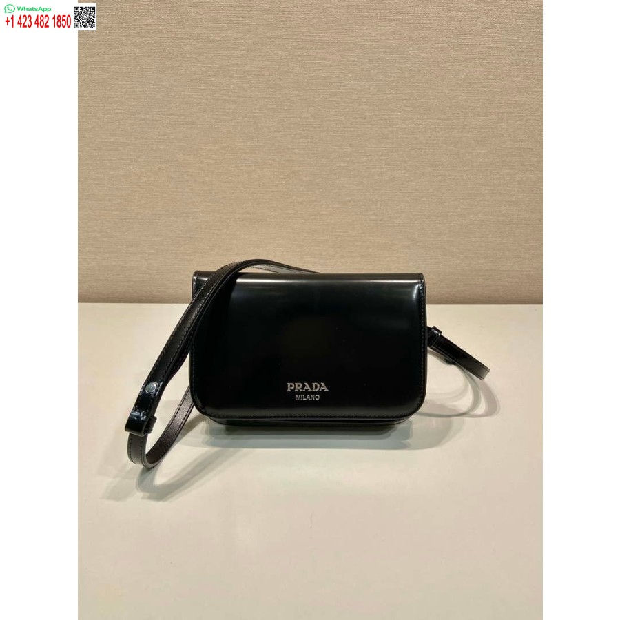 Replika Prada 2vd061 čierna Minitaška Z Brúsenej Kože S Popruhom Na Rameno čiernej Farby