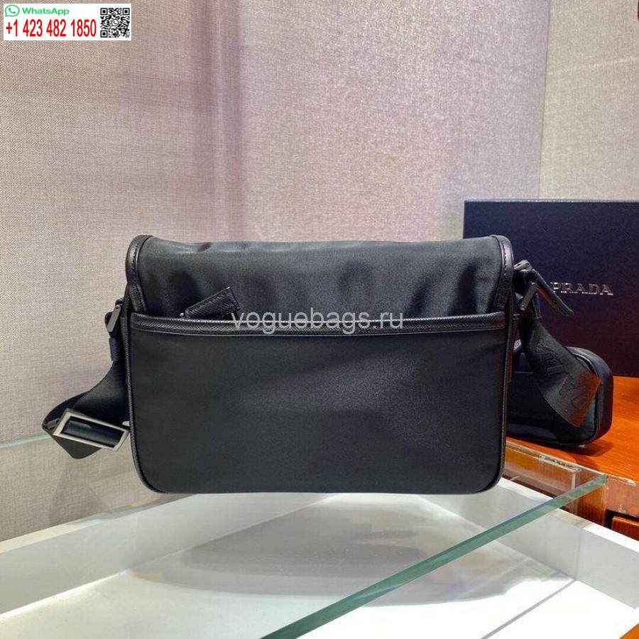 Черная сумка через плечо Prada 2vd041 Re из нейлона и сафьяновой кожи