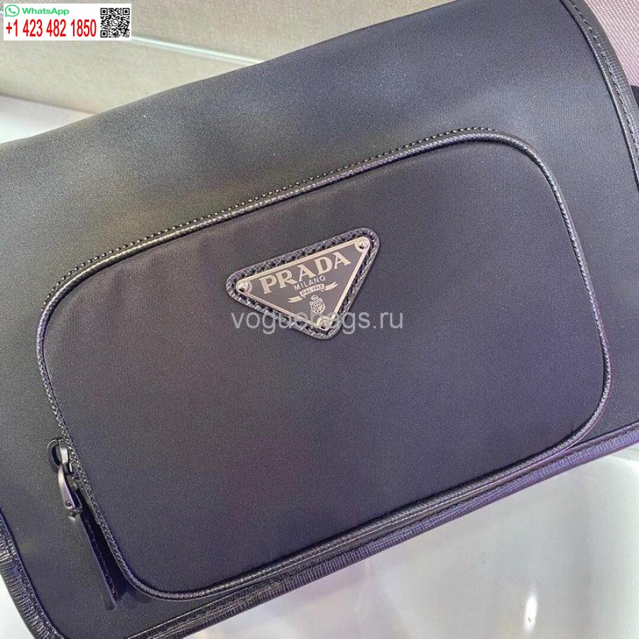 Черная сумка через плечо Prada 2vd041 Re из нейлона и сафьяновой кожи