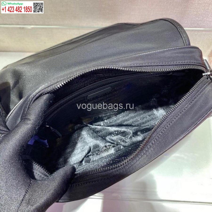 Черная сумка через плечо Prada 2vd041 Re из нейлона и сафьяновой кожи