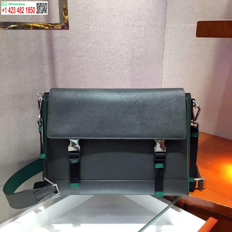 Replika Prada 2vd018 Pánska Taška Cez Rameno čierna A Zelená