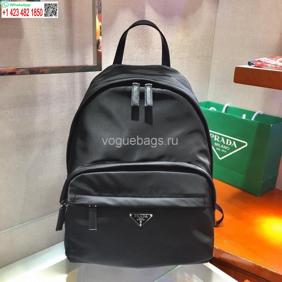 ماکت پرادا 2v066 Tesuto Zainetto نایلون و کوله پشتی چرمی مشکی