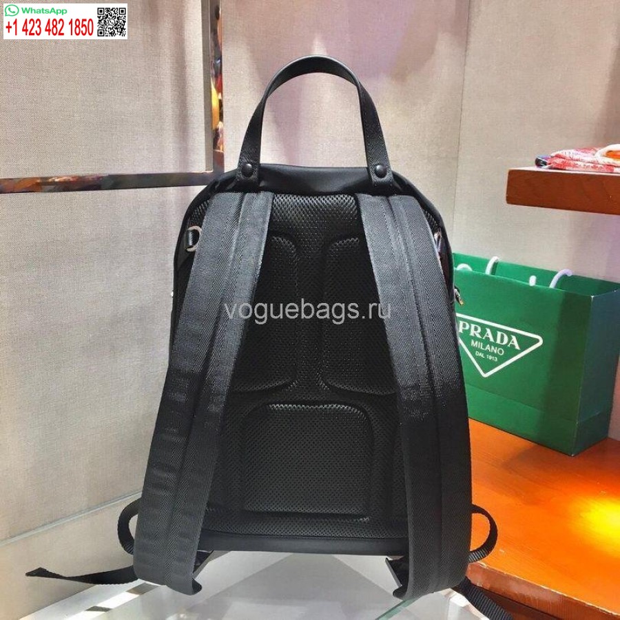 ماکت پرادا 2v066 Tesuto Zainetto نایلون و کوله پشتی چرمی مشکی