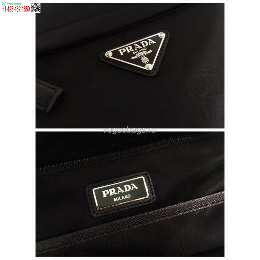 ماکت پرادا 2v066 Tesuto Zainetto نایلون و کوله پشتی چرمی مشکی