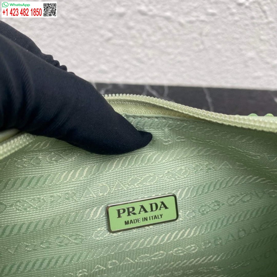 ρεπλίκα Prada 1ne515 σατέν μίνι τσάντα με τεχνητούς κρυστάλλους πράσινο