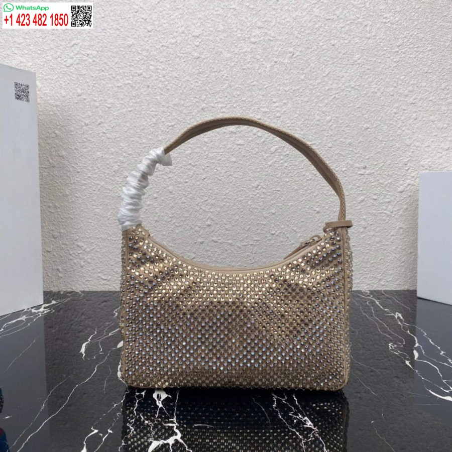 Yapay Kristal Kayısı Ile Replika Prada 1ne515 Saten Mini çanta