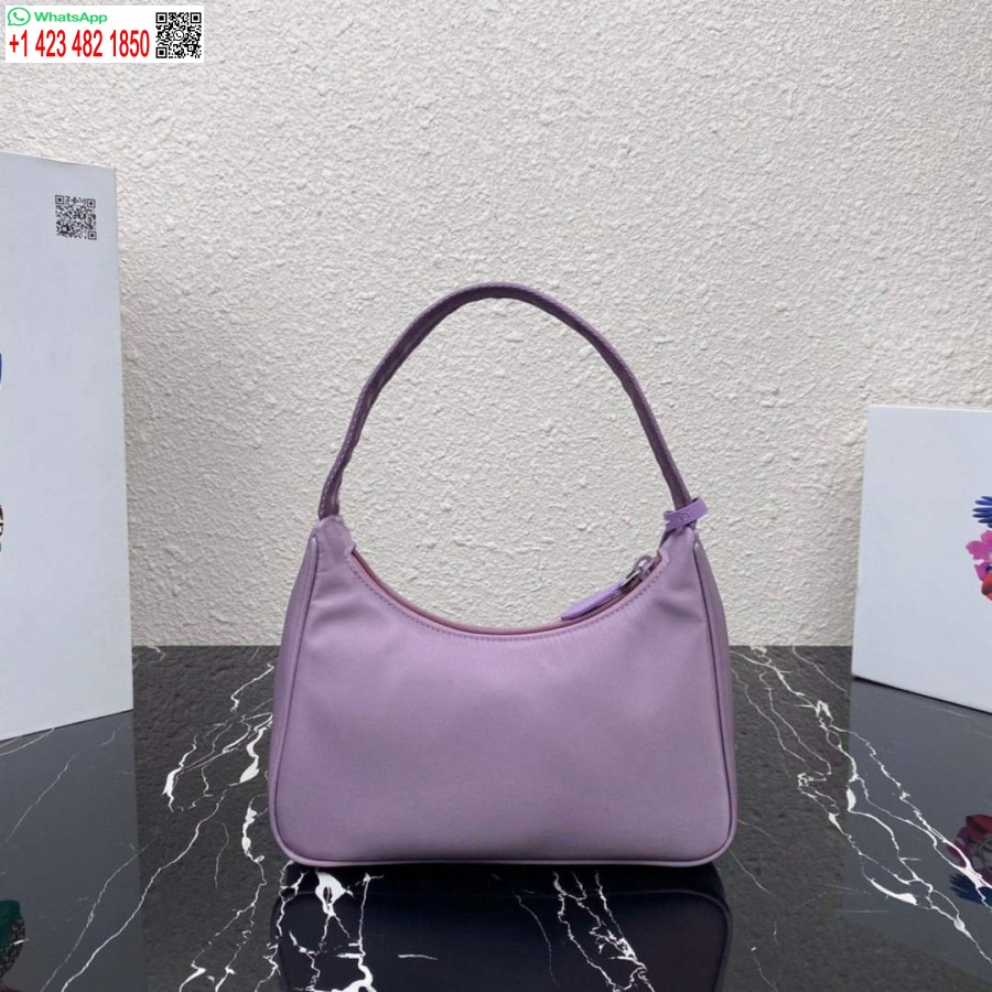 çoğaltma Prada 1ne515 Yeniden Naylon Yeniden Baskı 2000 Mini çanta Mor