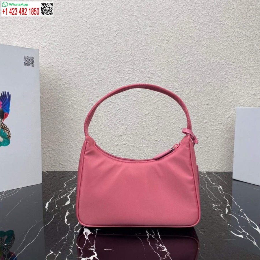çoğaltma Prada 1ne515 Yeniden Naylon Yeniden Baskı 2000 Mini çanta Pembe