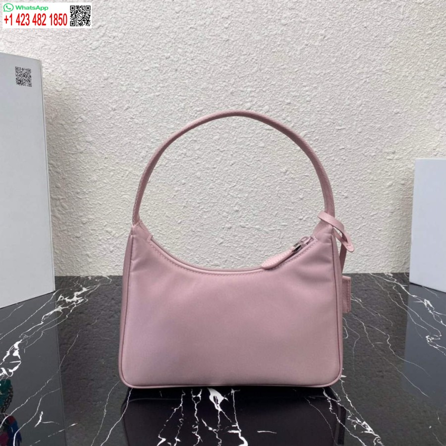 çoğaltma Prada 1ne515 Yeniden Naylon Yeniden Baskı 2000 Mini çanta Açık Pembe