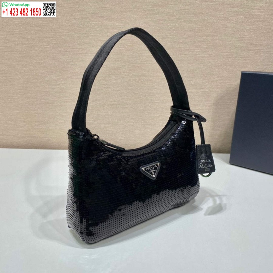 реплика Prada 1ne515 Re-edition 2000 повторно найлонова мини-чанта черна