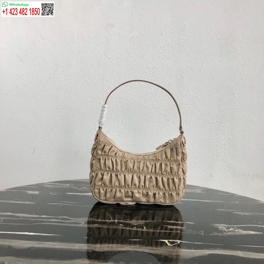 Replika Prady 1ne204 Prada Mini Torba Z Nylonu I Skóry Saffiano W Kolorze Morelowym